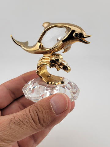 Lencia  Star Collection Austrian Lead Crystal/ 22 Carat Goldplated Metal Dolphin