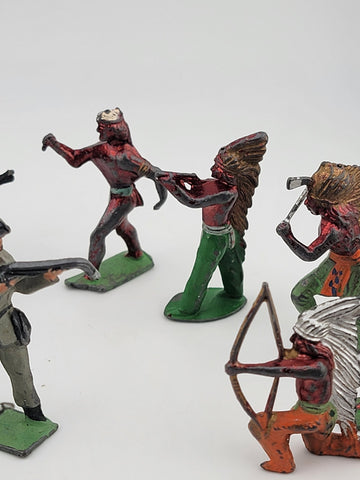 Large Lot Of Antique Britains Detailed Civil War/ Indian Toy soldiers lead metal