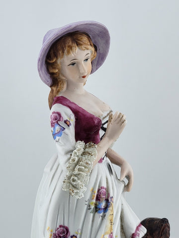 Rare Antique Collectible Porcelain Figurine "Shepherdess" W Dog, Germany.