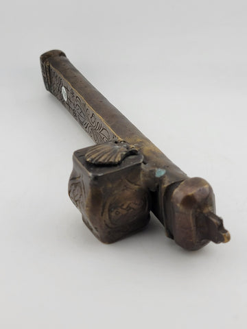 Antique 19th C Ottoman Brass Pen Box Qalamdan Traveling Inkwell calligraphy