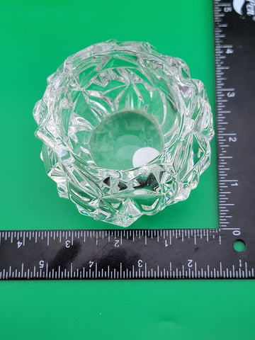Tiffany & Co Candle Holder Rock Hand Cut Crystal Pattern Votive Tea Light 3"H