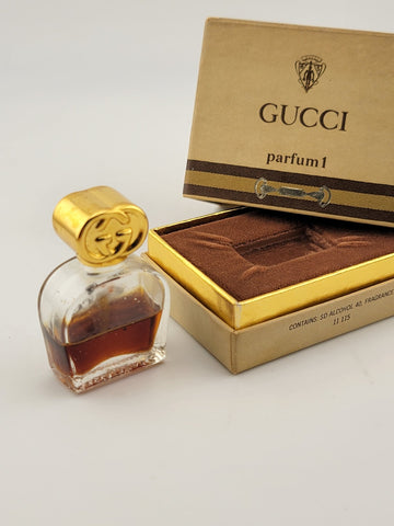 Vintage 1970’s Gucci 1 Parfum 1/5 fl oz/6 ml Pure Perfume Rare Splash. Half Full