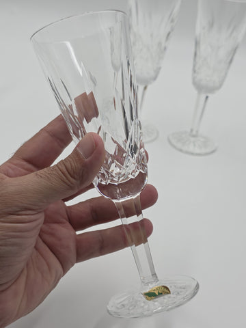 Waterford Crystal Lismore Champagne Flutes Set of 4 Ireland w/ Original Box. New