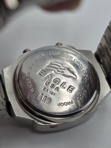 Rare Vintage 1960s Eagle USA EA101 LED Digital Watch Red Display Space Age Works