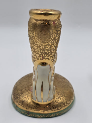 Pair 1930's  LE MIEUX CHINA 24 KARAT GOLD DOUBLE CANDLE STICK HOLDERS VINTAGE