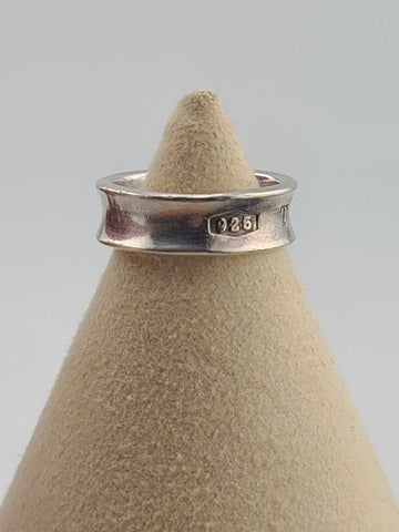 Authentic Tiffany & Co 1837 Sterling Silver 6.3mm Wide Concave Band Ring Size 7