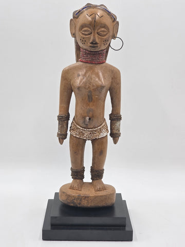 1940's Vintage Baule African Fertility Figure 15" Handcarved Wood Ivory Coast