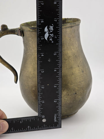 Rare Antique 18th C. Hand Hammered Spanish Colonial European Brass Water Pitcher