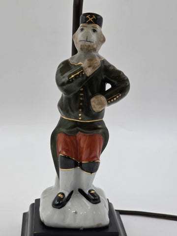 Antique 1940's Monkey Bellhop Figural Table Lamp Mid Century Ceramic Butler Lamp