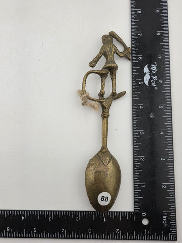 Rare Antique Collectible Brass Monkey Decorative Spoon. 7 Inch Tall.