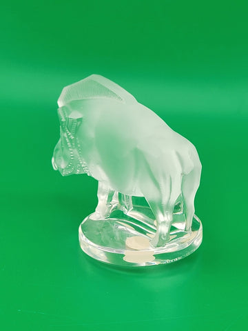 LALIQUE CLEAR & FROSTED CRYSTAL "SANGLIER" OR "RAZORBACK" PAPERWEIGHT FIGURINE