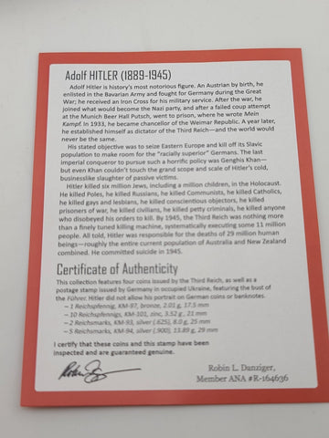 Adolf Hitler Third Reich 5-Piece Historic Boxed Collection Including Rare Stamp