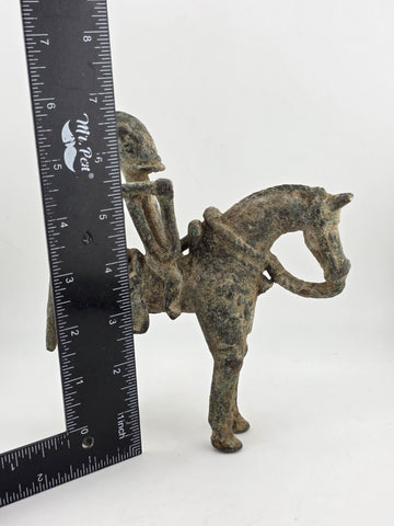RARE ANTIQUE C 1920 EQUESTRIAN FIGURE BRONZE KOTOKO PEOPLE CHAD CENTRAL AFRICA