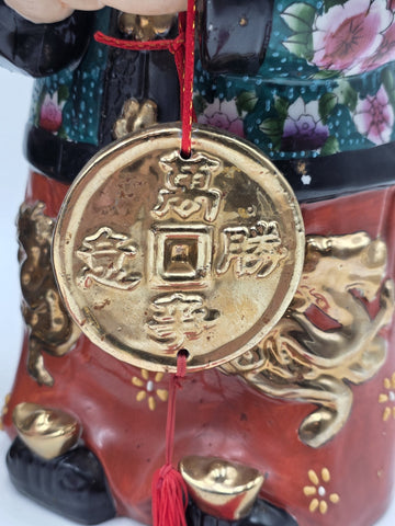 XL 15 inch Vintage Chinese Boy & Girl Prosperity Figurines Pair Good Luck Wealth