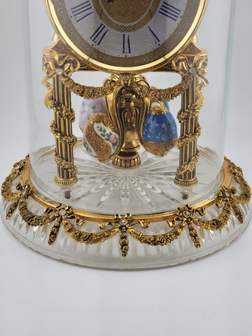 RARE HERMLE & SOHN 24K GOLD FABERGE EGG CRYSTAL CLOCK FOR ALL SEASONS. WORKING.