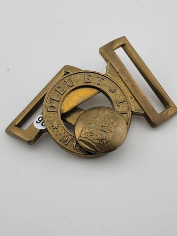 Antique 1902 WW1 British Army Cast Belt Buckle, Dieu Et Mon Droit . Clean Cond