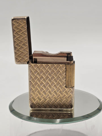 Ultra Rare Vtg S.T. Dupont Hermes Paris 20 Micron Gold Plated Lighter Guilloche