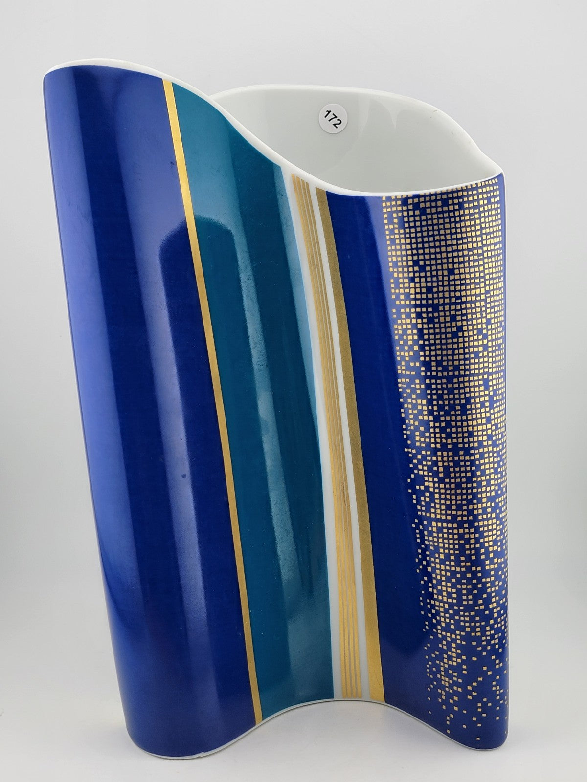 Vintage Large Barbara Brenner Porcelain Vase  Blue Spirit for Rosenthal. 10 Inch