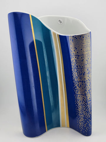 Vintage Large Barbara Brenner Porcelain Vase  Blue Spirit for Rosenthal. 10 Inch