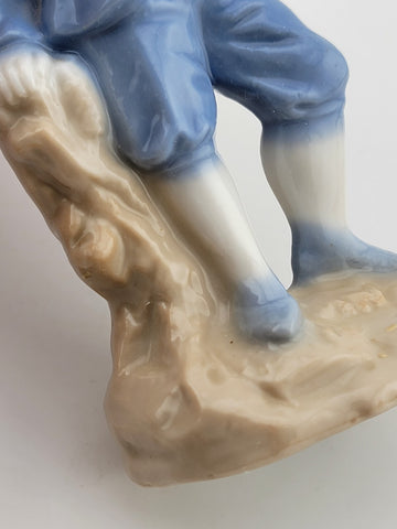 Antique Jens M. Jensen porcelain figure / Aalborg / boy with basket / Denmark #I