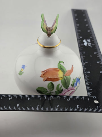 Herend Porcelain Printemps Perfume Bottle Butterfly Dauber Perfect & Elegant!