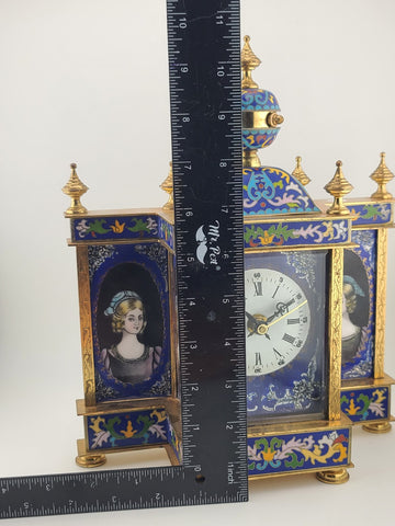Vintage Exquisite Renaissance-Style Chinese Enamel & Cloisonne Clock. Working.