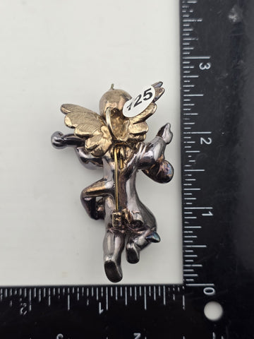 VINTAGE STERLING 925 ANGEL/CHERUB WITH WINGS PIN/19.3 GRAMS!