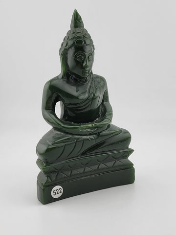 Rare Genuine Solid Canadian Nephrite Jade Thai Buddha Figurine - 6 Inch High.