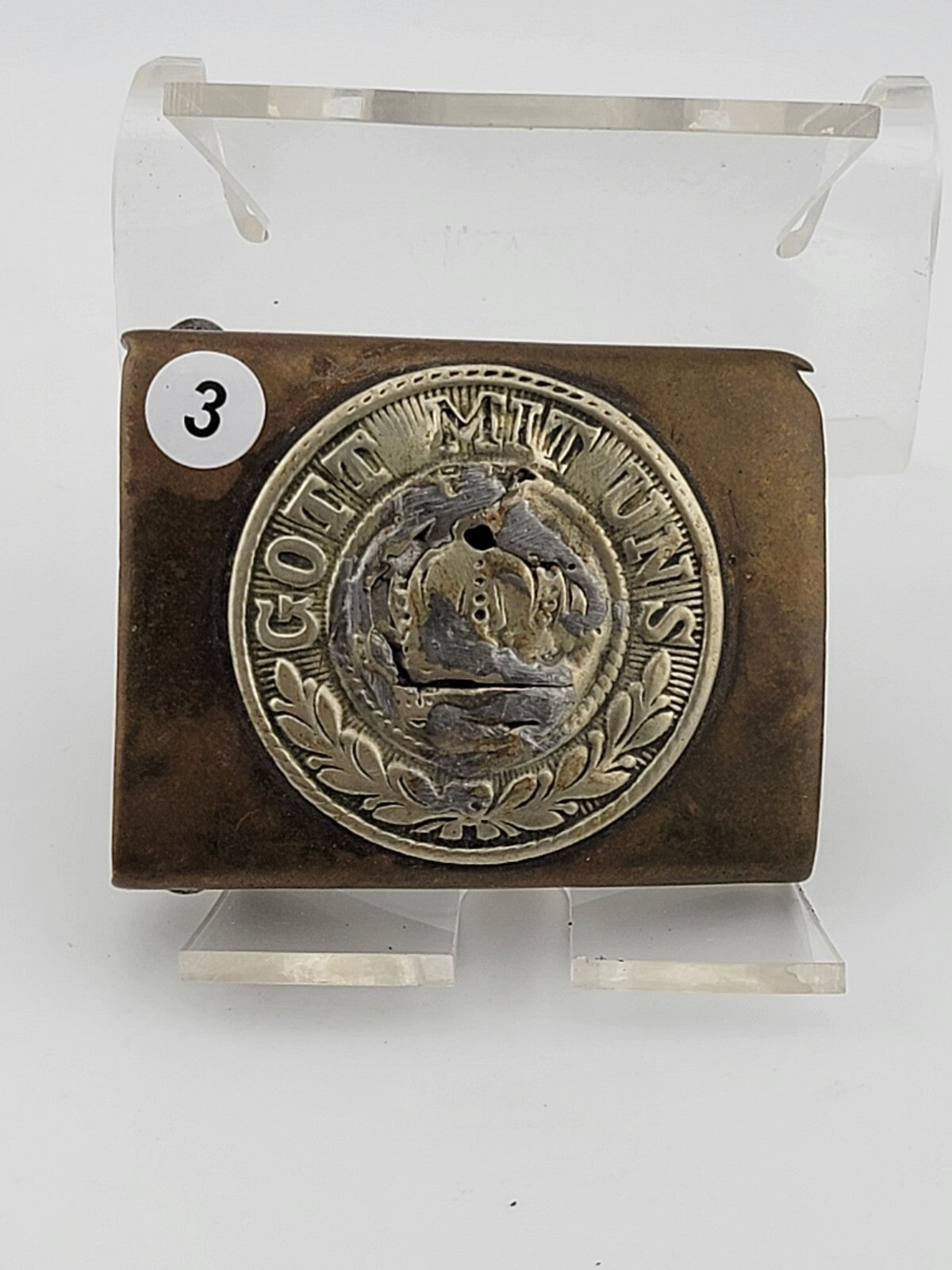 Rare Collectible WWI Original ermany Military Got Mit Uns Brass Belt Buckle
