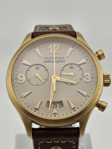 Original Movado Heritage Series Calendoplan Chronograph Watch 03.3.34.6035 Works
