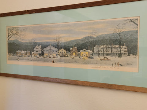 Rare Hand Signed Norman Rockwell "Stockbridge, Main Street At Christmas" 1967.