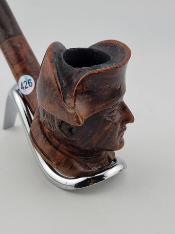 Vintage Collectible Hand Carved Napoleon Bonaparte Solid Wood Bruyere Pipe.