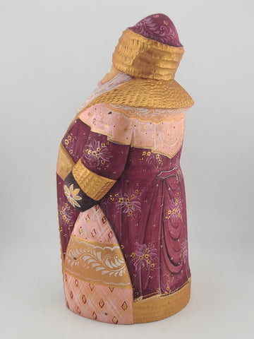 Ded Moroz Russian Hand Carved Wooden Santa Figurine Sergiyev Posad. Fluorescent.