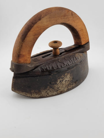 Rare Antique Mrs. Potts No. 1 Sad Iron with Removable Wood Handle. Complete.