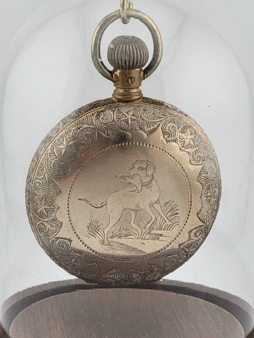 The Plan Gold Plated Swiss Pocket Watch by David Perret c.1890. W Glass Dome.