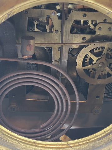 RARE ANTIQUE 19TH C ANSONIA HAND PAINTED PORCELAIN MANTLE CLOCK - WORKS. READ.