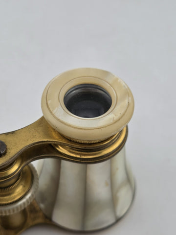 Antique French Victorian 1880–1910 Mother of Pearl Opera Glasses Brass Binocular