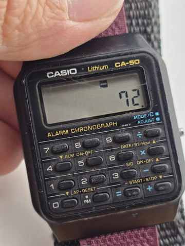 Vintage Casio CA-50 Digital Men's 8-Digit Calculator Dual Time Watch Japan Works