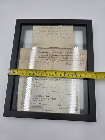Rare Collection Early 1800s Tax Receipts 1814 1818 1840 Salisbury MA Framed Docs