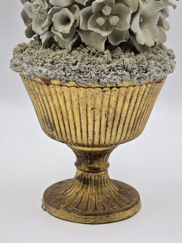 Vintage Large Italian Porcelain Floral Topiary Urn Capodimonte Style 17.5". Read