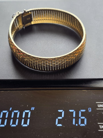 Veronese Wide Diamond Cut Flexible Bangle Bracelet Gold Over Sterling Silver.