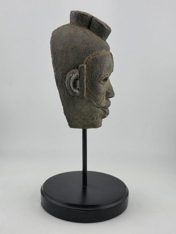 Vintage African Lwena Style Mask Angola Carved Wood Sculpture Tribal Art Stand