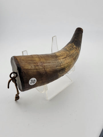Rare 19th C Antique Civil War Era Black Powder Flask Natural Horn. Great Cond.