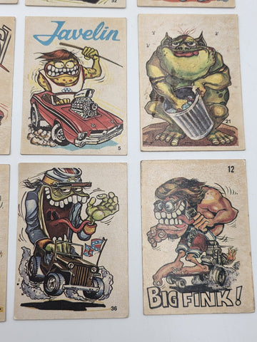 1970 Donruss Odd Rods Sticker Cards Lot of 12 Hot Rod Monster Rat Fink Style