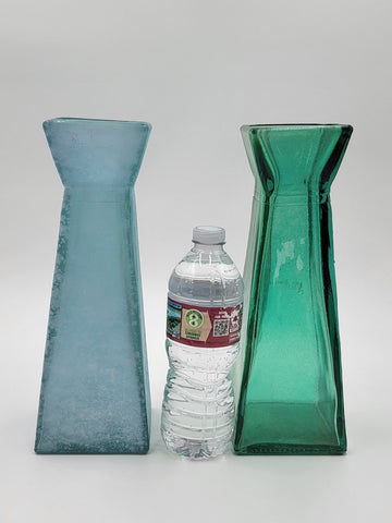 2 Cool Vidrios San Miguel Handmade Spain Recycled Glass Sea Green Textured Vases