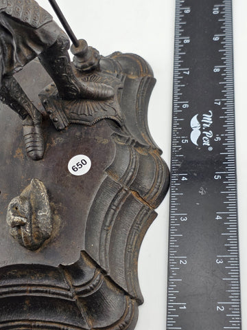 Antique 19thC Bronze Knight Warrior Clock Topper – Medieval St. George Style.