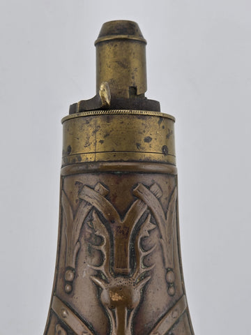 Rare Antique Original U.S. Mexican-American War “Stag & Oak Leaf” Powder Flask