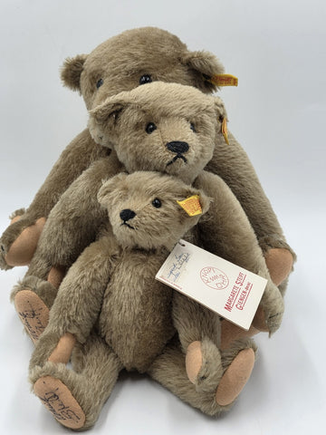 Rare Set Of 3 1982 Steiff Museum Teddy Bear Hand Signed Mohair Giengen Brenz
