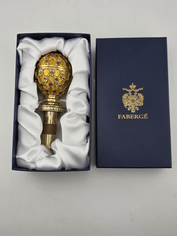 Rare Original Gorgeous Faberge Egg Gold Coronation Bottle Stop W Original Box.