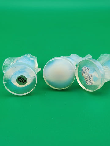 Set Of 3 SABINO Poisson Capelan Fish Opalescent Glass Art Deco Stamped Koi Fish